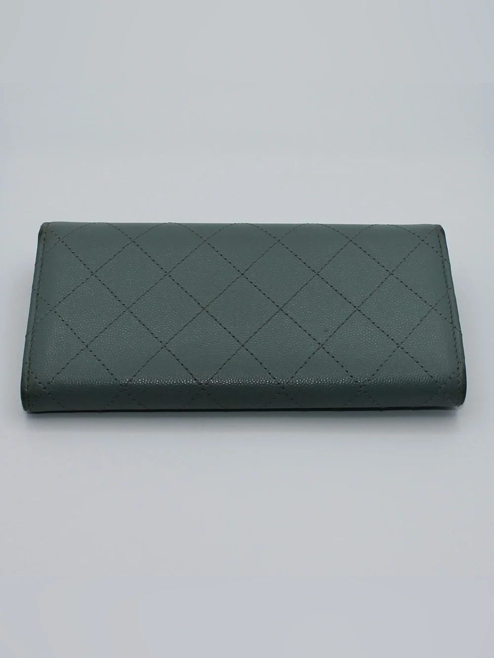 CHANEL Quilted Caviar Leather Wallet in Deep Teal with Gold CC